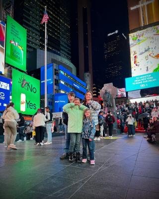 Times Square. This is us doing our due diligence in tourist photography.