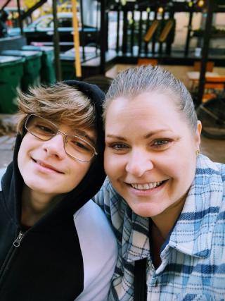 Karsten & Sarah giving a solid smile. It's hard to get a teen to smile on camera but Sarah does a great job.