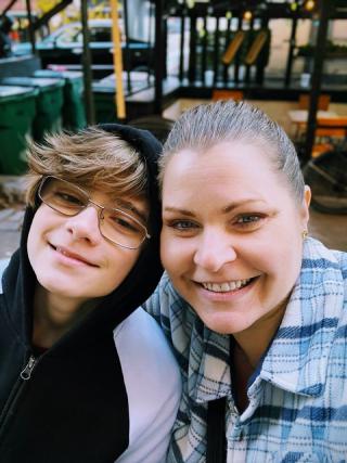 Karsten & Sarah giving a solid smile. It's hard to get a teen to smile on camera but Sarah does a great job.
