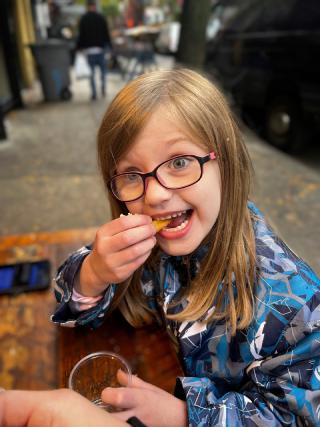 Another happy Pomme Frites eater. I had to fend off the kids from their deliciousness.
