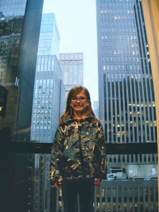 Ella being a good model for me from our hotel room window.